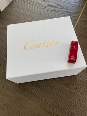Cartier White Box with Gold Logo and sample perfume